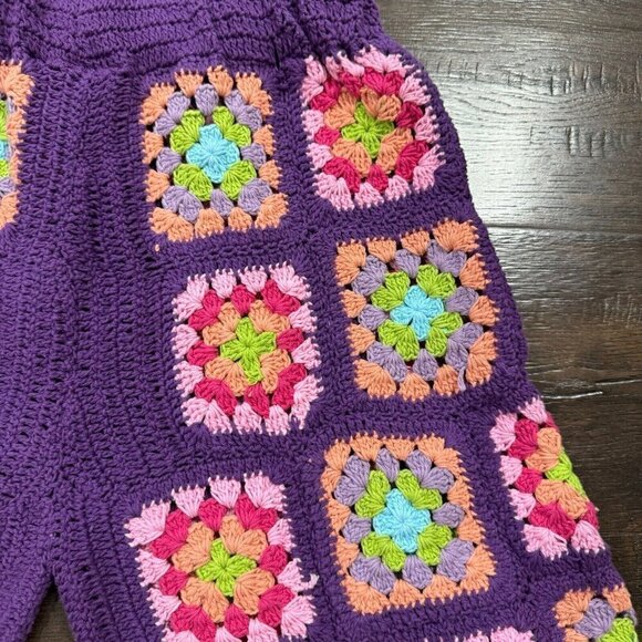 Free People x Flook Frances Multicolor Crochet Pull On Shorts Purple Size XS - Picture 3 of 9